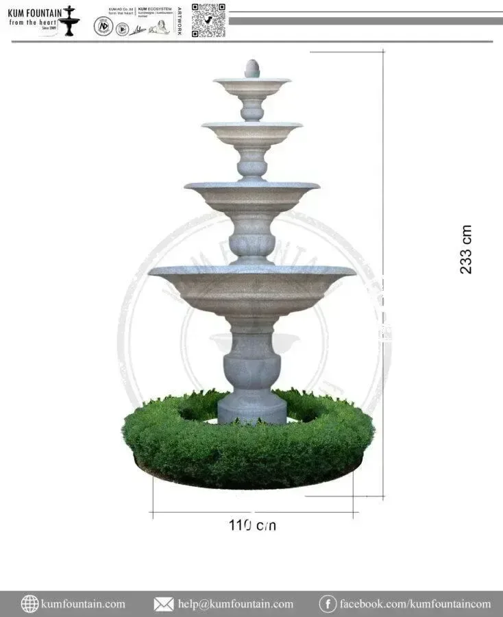 Đài nước 4 tầng trang Cao 233 x D 110 cm. Không có bể nước - Ảnh 3