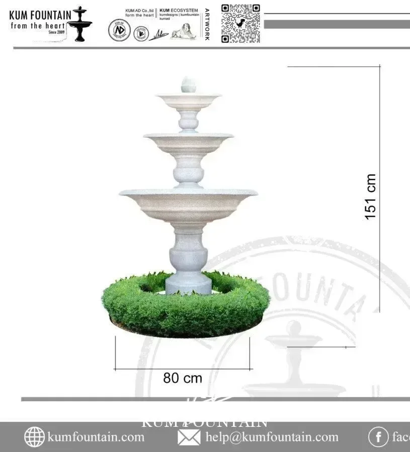 Đài nước sân vườn 3 tầng Cao 151 x D 80cm. Không có bể nước - Ảnh 3