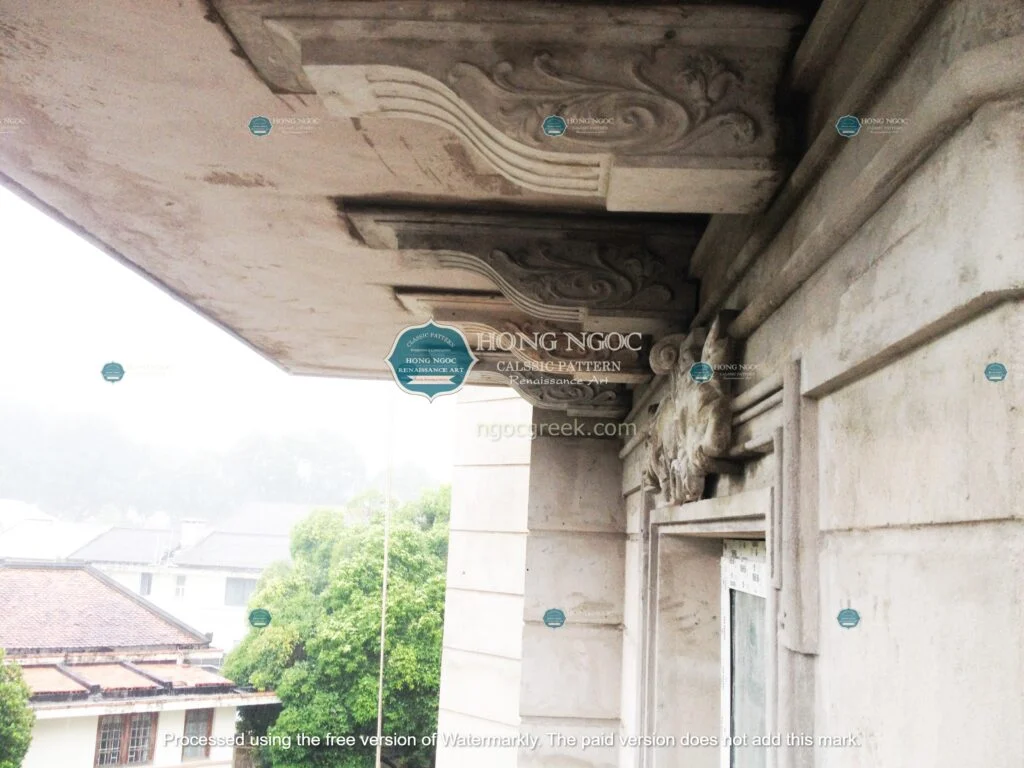 phù điêu xi măng trong kiến trúc tân cổ điển