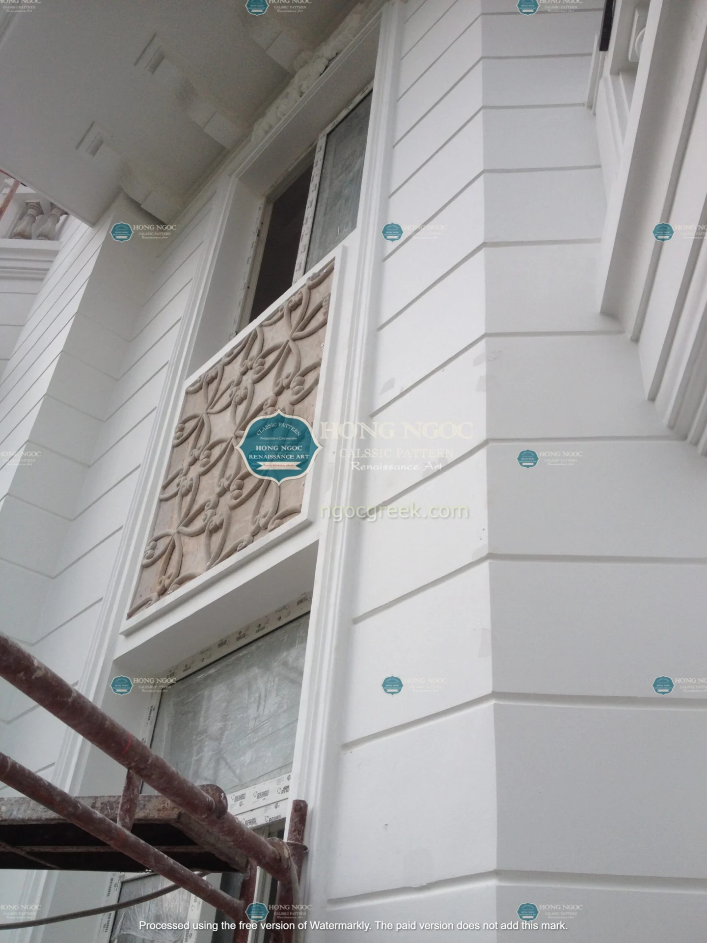 phù điêu xi măng ốp mặt tiền biệt thự