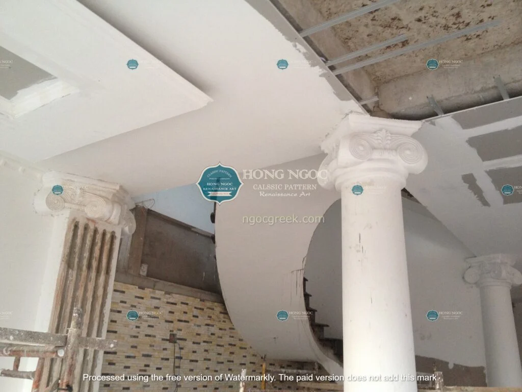 tranh xi măng đắp nổi trang trí homestay thấp tầng