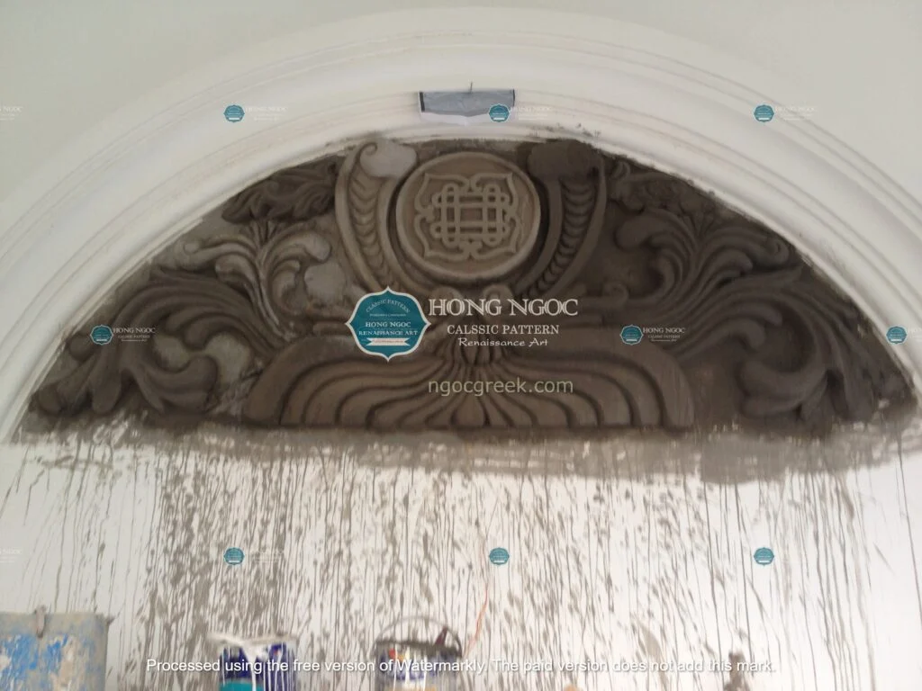 tranh phù điêu xi măng khu vực hồ cá