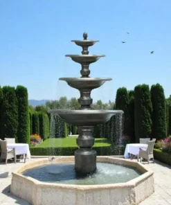 Đài phun cỡ lớn 4 tầng Cao 233 x D 150 cm. Có bể nước