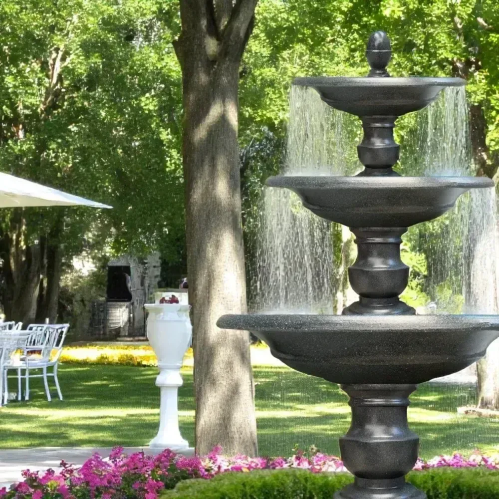 Đài phun nước sân vườn 3 tầng Cao 176 x D 150 cm. Có bể nước - Ảnh 2