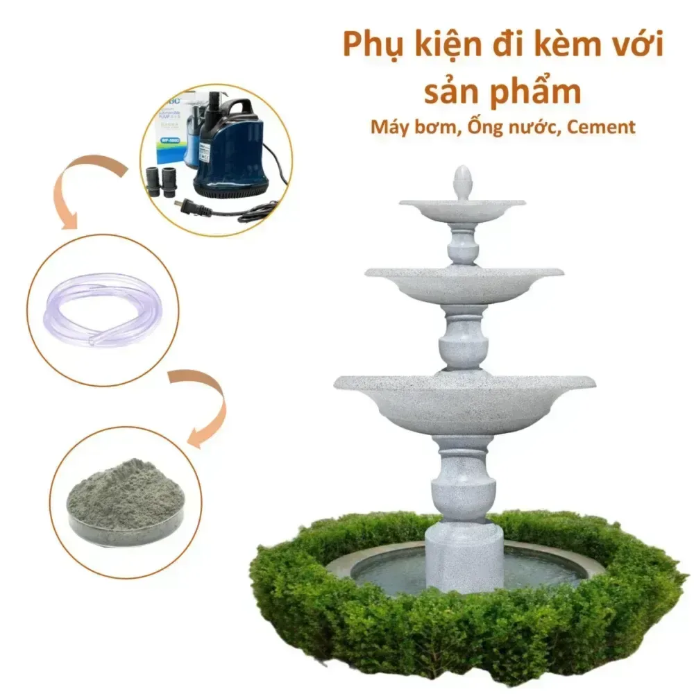 Đài phun nước 3 tầng Cao 205 x D 150 cm. Có bể nước - Ảnh 5