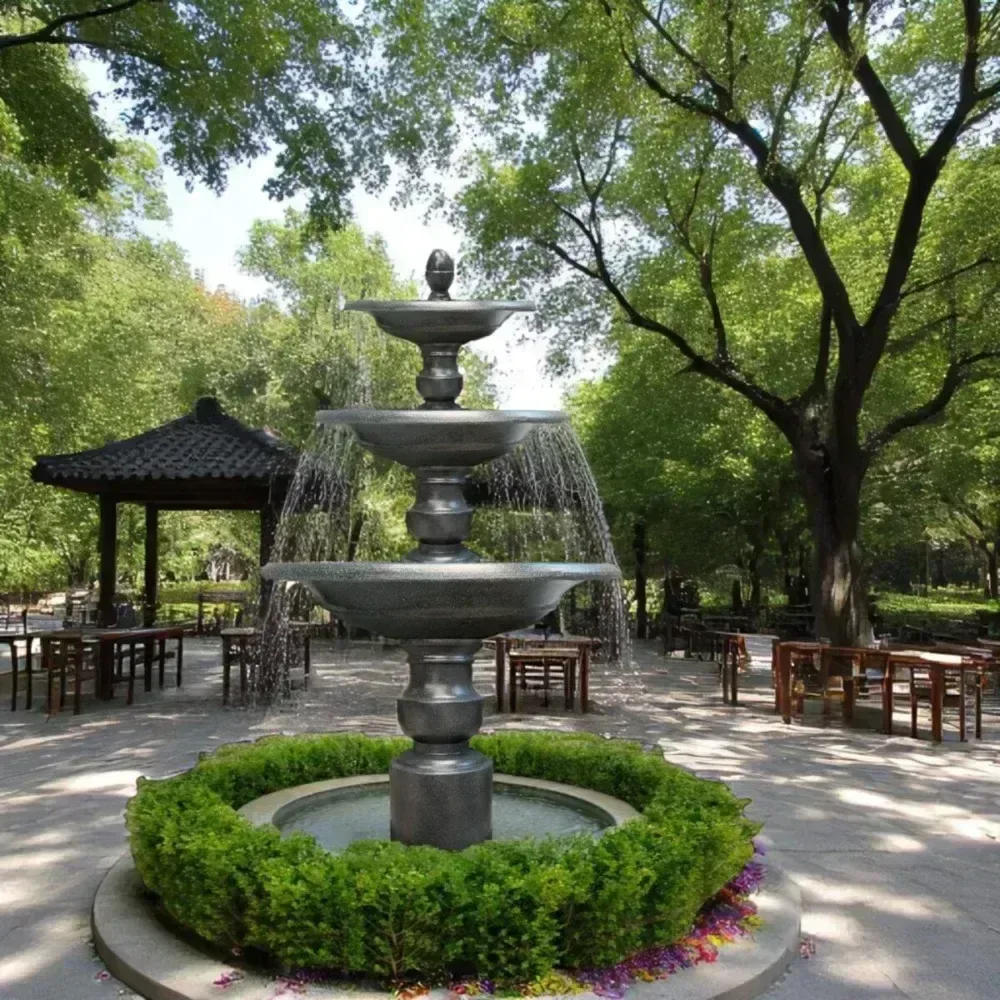 Đài nước sân vườn 3 tầng Cao 151 x D 80cm. Không có bể nước - Ảnh 2