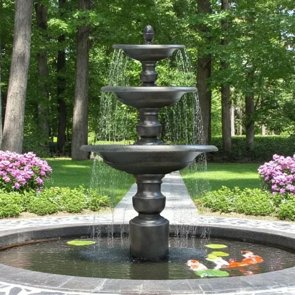 Đài phun kiến trúc 3 tầng Cao 151 x D 150 cm. Có bể nước - Ảnh 2