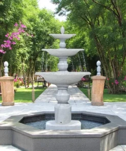 Đài phun nước sân vườn 3 tầng Cao 176 x D 150 cm. Có bể nước
