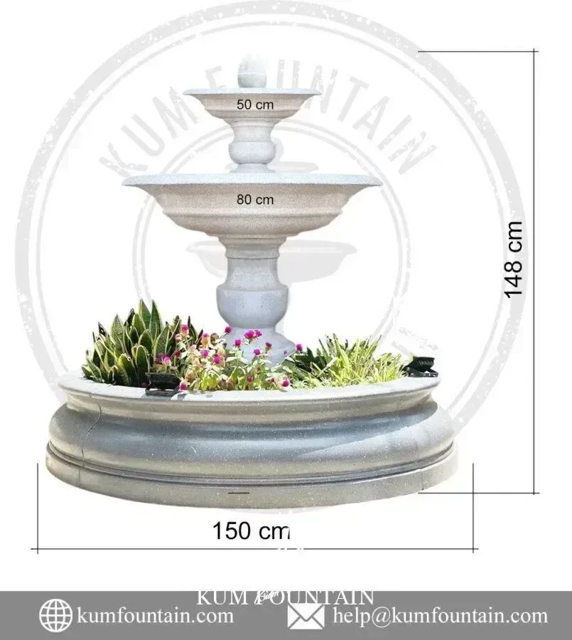 Đài Phun Nước 2 tầng Cao 148 x D 150. Có bể nước - Ảnh 3