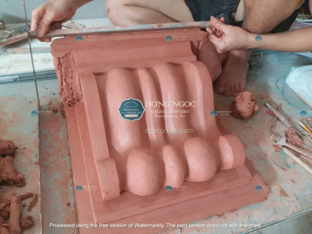 cách gắn phù điêu xi măng