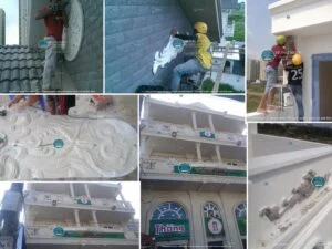 tranh đắp xi măng